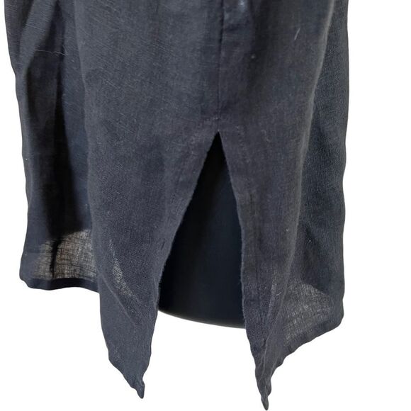 Eileen Fisher Irish Linen Classic Collar Black Button Down Boxy Shirt - Picture 6 of 12